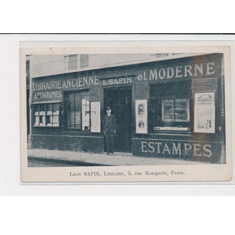 PARIS - Léon Sapin, libraire, 3 rue Bonaparte - autographe - 75006 - état