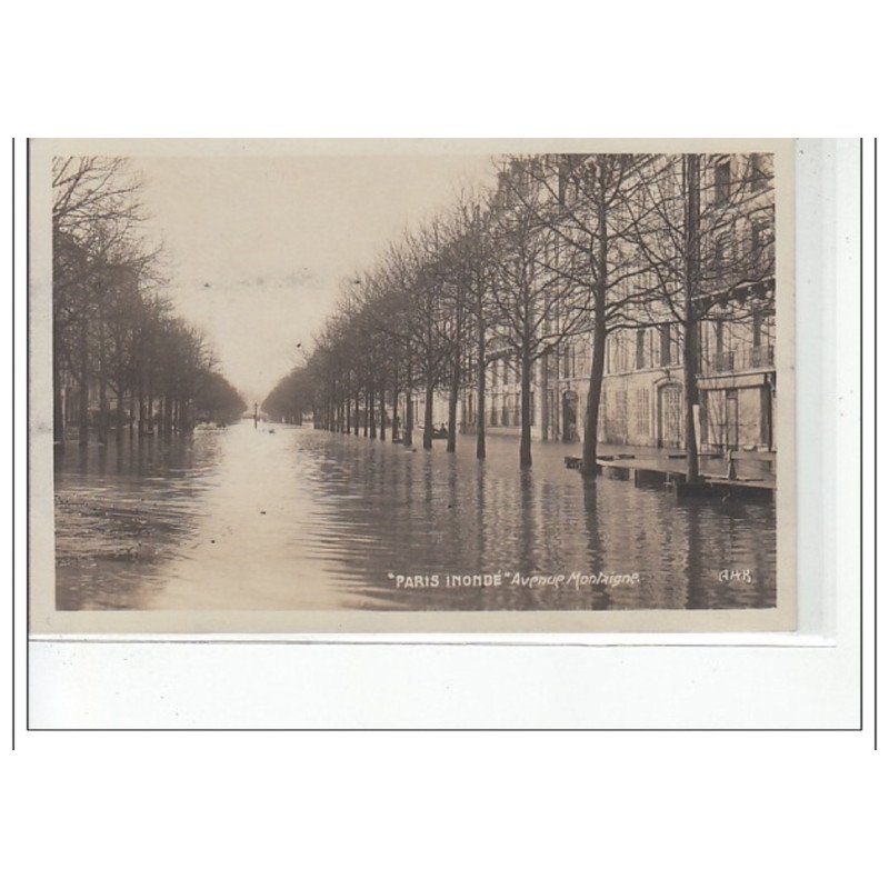 PARIS - INONDATIONS 1910 - CARTE PHOTO """"Paris inondé"""" Avenue Montaigne - très bon état PARIS - INONDATIONS 1910 - CARTE PHOTO """"Paris inondé"""" Avenue Montaigne - très bon état