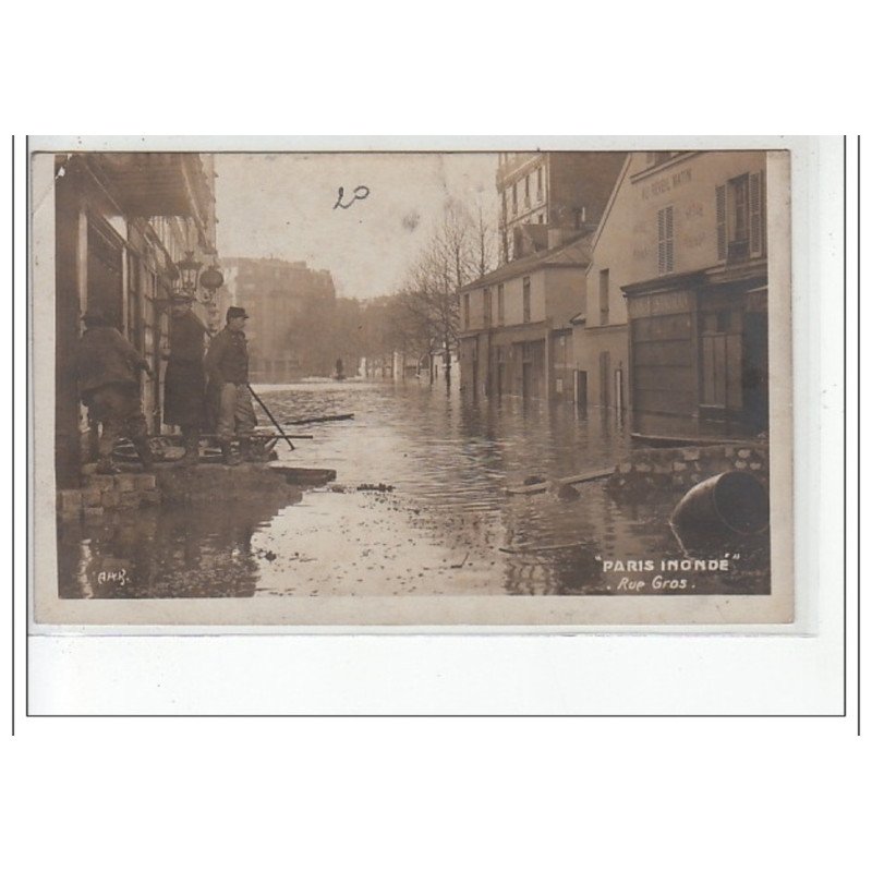 PARIS - INONDATIONS 1910 - CARTE PHOTO - Rue Gros - très bon état