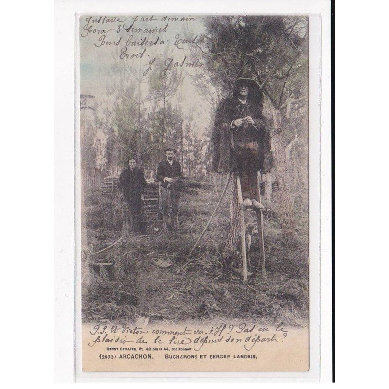 ARCACHON : Bûcherons et Berger landais, rare en couleur - très bon état