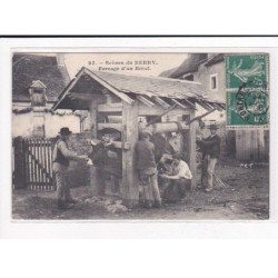 Scènes du BERRY : Ferrage d'un Boeuf - état