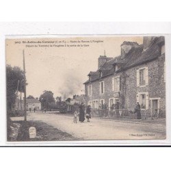 ST-AUBIN-du-CORMIER : Route de Rennes à Fougères, Départ du Tramway de Fougère à la sortie de la Gare - état