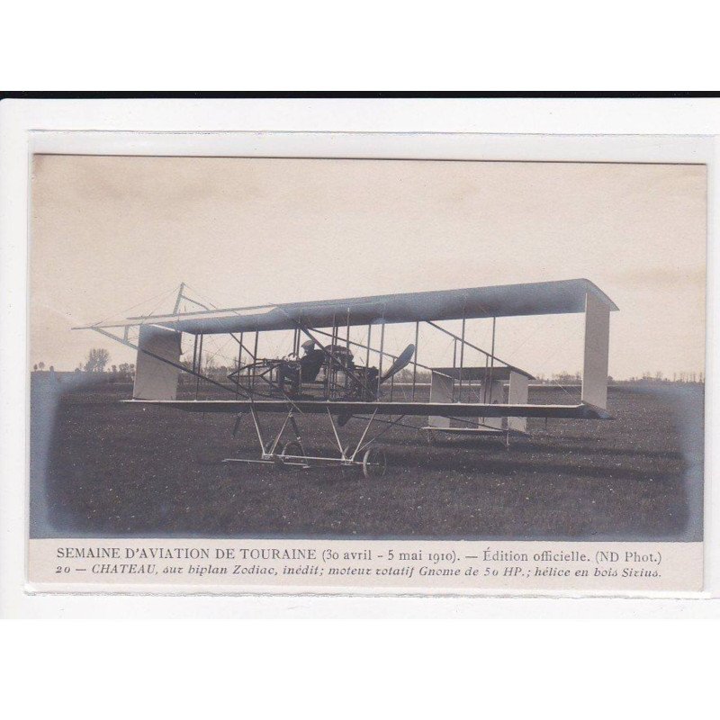 Semaine D'aviation de Touraine, CHATEAU, au biplan Zodiac - très bon état