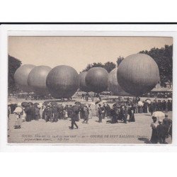 TOURS : Grandes Fêtes d'été, Juin 1908, Course de Sept Ballons, derniers préparatifs de départ - état