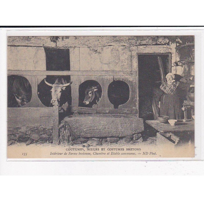 Intérieur de Ferme bretonne, Chambre et étable commune, C.M.C.B - très bon état