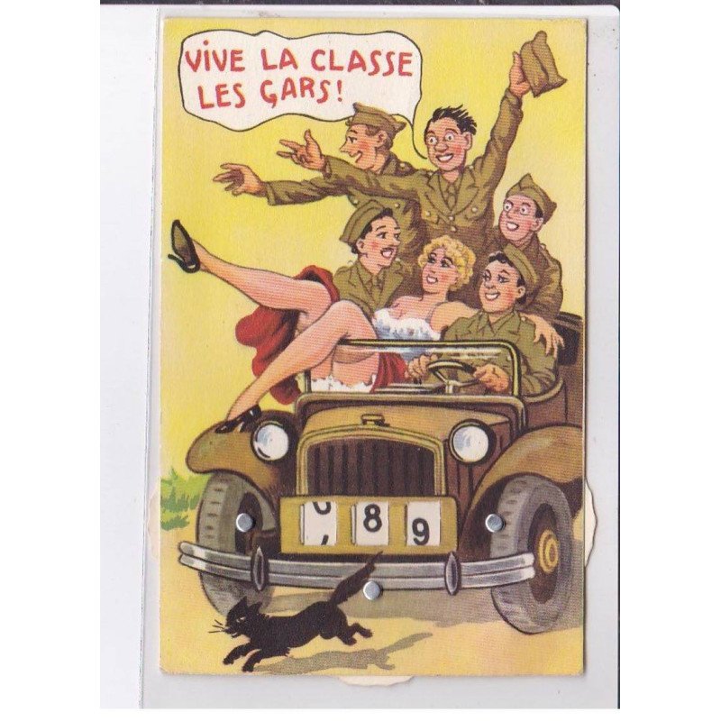 FANTAISIE - SYSTEME : carte postale - roulette - militaire - très bon état