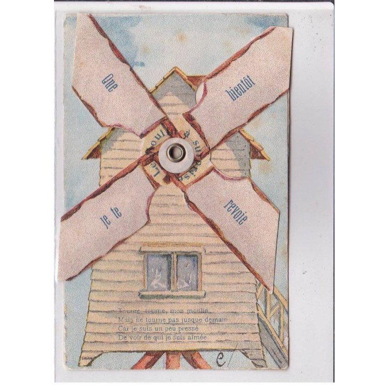 FANTAISIE - SYSTEME : carte postale - (moulin - windmill) -  bon état