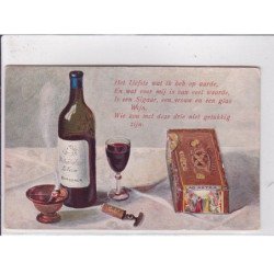 FANTAISIE - SYSTEME : carte postale - (cigare - vin de Bordeaux - femme) - très bon état