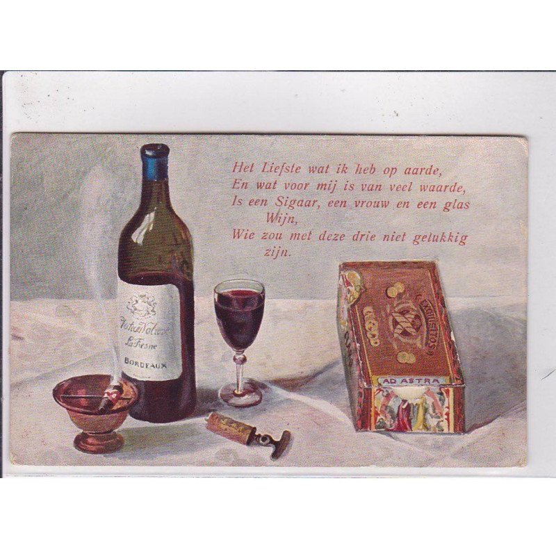 FANTAISIE - SYSTEME : carte postale - (cigare - vin de Bordeaux - femme) - très bon état FANTAISIE - SYSTEME : carte postale - (cigare - vin de Bordeaux - femme) - très bon état