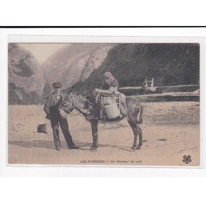 Un Porteur de Lait dans les Pyrénées, rare en couleur - état Un Porteur de Lait dans les Pyrénées, rare en couleur - état