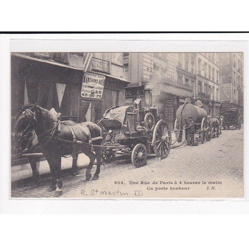 PARIS, Les Petits Métiers J.H, HAUSER : Une rue de Paris à 4 heures le matin, ça porte bonheur - très bon état