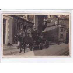 BIARRITZ : carte photo de la droguerie populaire GUICHENEY (attelage - salon de coiffure)  - bon état (un coin plié)