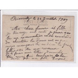 BIARRITZ : lot de 3 photo et cartes photo de la pose des pavés en 1909 -  bon état