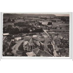 LAUNOIS : vue aérienne - l'église et la place - très bon état