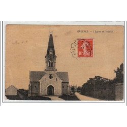 ORGERES : l'église et l'hôpital - CARTE TOILEE - très bon état
