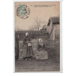 TYPES ET COSTUMES DU POITOU : coiffe de deuil et bonnet rond - très bon état