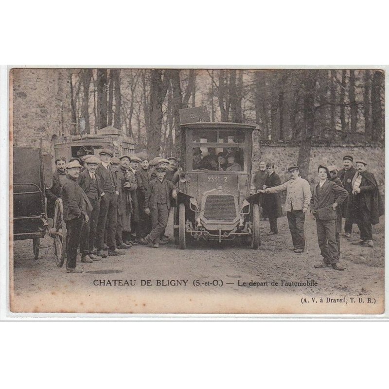 BLIGNY : le départ de l'automobile au château de Bligny - bon état (petites piqûres)