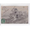 SURREALISME : carte photo d'un homme sur un cochon (carte de voeux - 1914) (photo-montage) - bon état