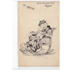 FALAISE : carte dessinée - caricature de blessé à l'hôpital temporaire (guerre 14-18) (militaire) - très bon état