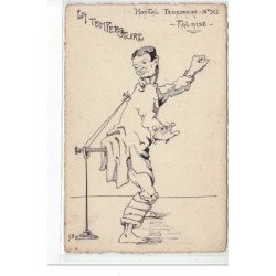 FALAISE : carte dessinée - caricature de blessé à l'hôpital temporaire (guerre 14-18) (militaire) - très bon état