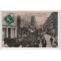 CONDE SUR NOIREAU : fête du 8 août 1909 - cavalcade de bienfaisance - le char du laboureur - très bon état