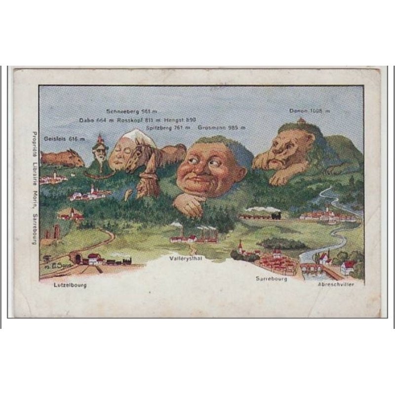 SARREBOURG - Carte illustrée signée SONS - SURREALISME - très bon état