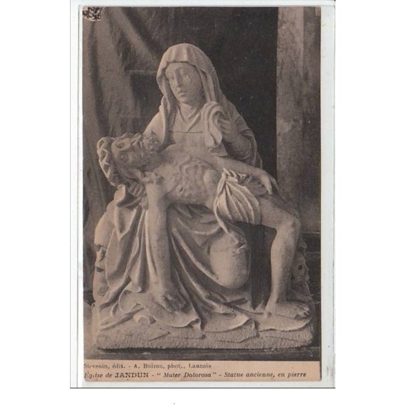 JANDUN : église de Jandun  - """"mater Dolorosa"""" - statue ancienne, en pierre - très bon état
