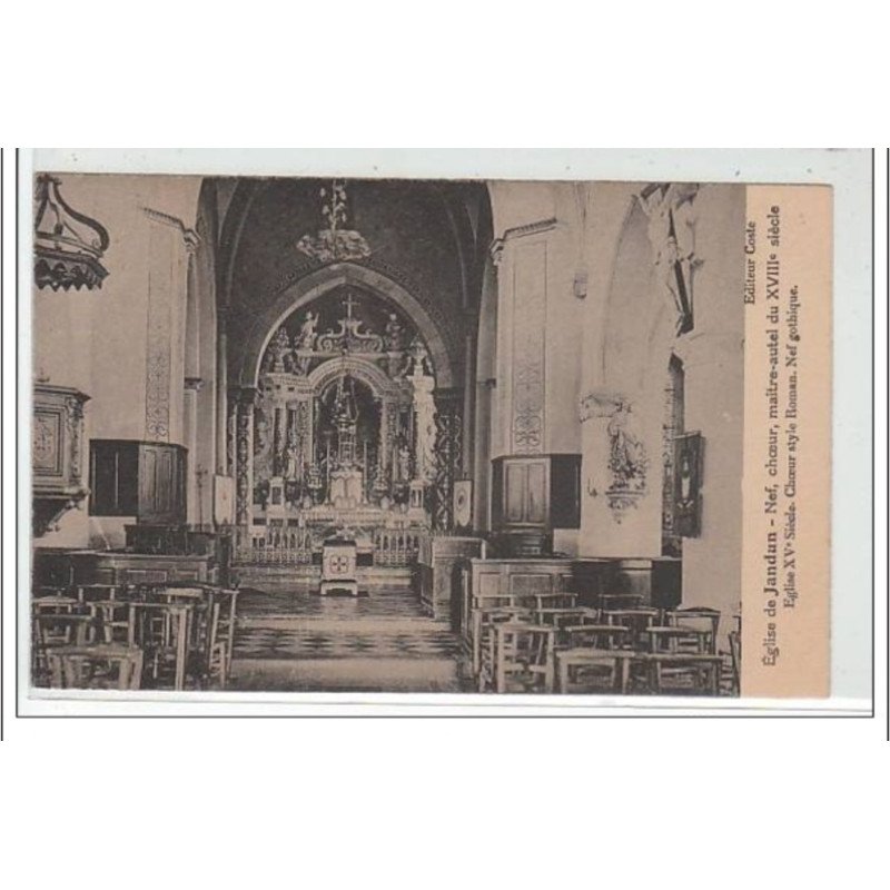 JANDUN : église de Jandun - nef, choeur, maître-autel du XVIII° siècle - très bon état