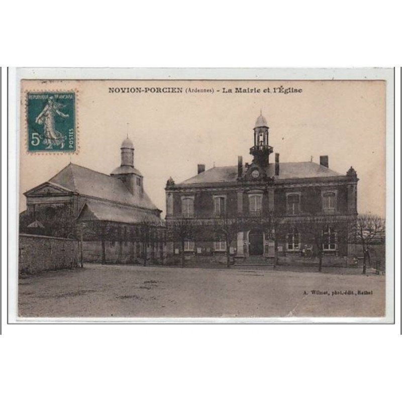 NOVION-PORCIEN : la mairie et l'église - état