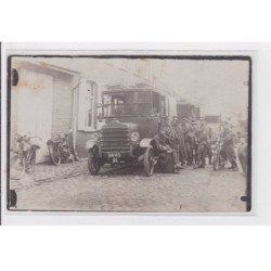 MOTO : carte photo de motos et de transports militaires (camion - autobus)- très bon état