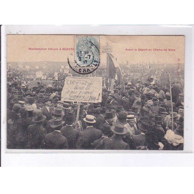 BEZIERS: manifestation viticole, avant le départ au champ de mars - très bon état