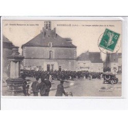 ECUEILLE - Les troupes massées Place de la Mairie - Grandes manoeuvres du centre 1908 - Très bon état