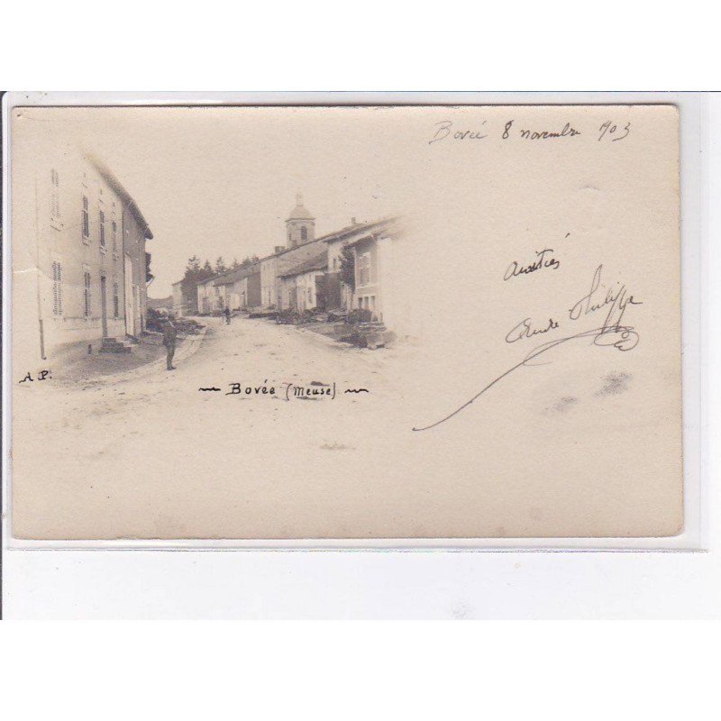 BOVEE - carte - Photo - Rue et villageois - Très bon état