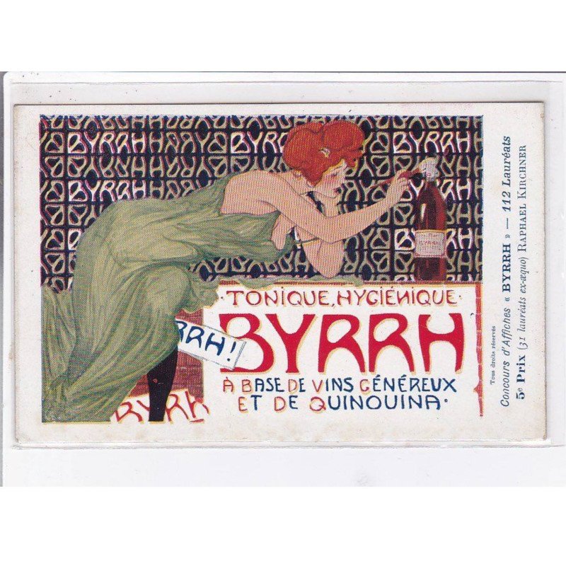 KIRCHNER Raphaël : carte postale publicitaire pour Byrrh (F-9) papier épais) - très bon état