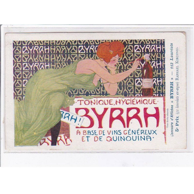 KIRCHNER Raphaël : carte postale publicitaire pour Byrrh (F-9) papier souple) - très bon état