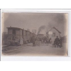 SOULGE LE BRUANT : carte photo de la gare avec le train en gros plan - très bon état