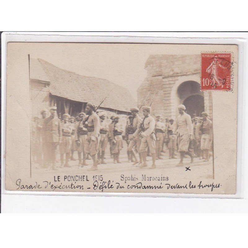 LE PONCHEL : lot de 3 cartes photo de militaires (spahis marocains) en 1915 - bon état général