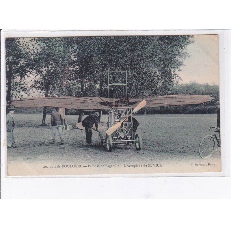 PARIS - Bois de Boulogne - pelouse de Bagatelle - l'aéroplane de M. Viua - Très bon état
