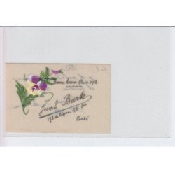 CORTE: bonne année 1912, Joseph Barte, petite carte de militaire avec fleurs (celluloide)  - très bon état