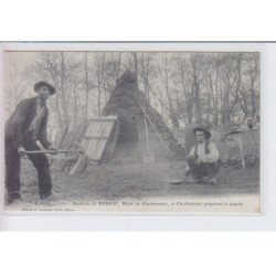 environs de NEUVIC: hutte de charbonniers, et charbonniers préparant la popote - très bon état