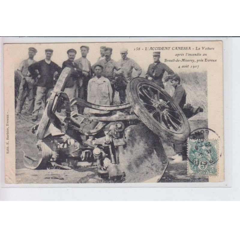 BREUIL-de-MISEREY: l'accident canessa, la voiture après l'incendie - état