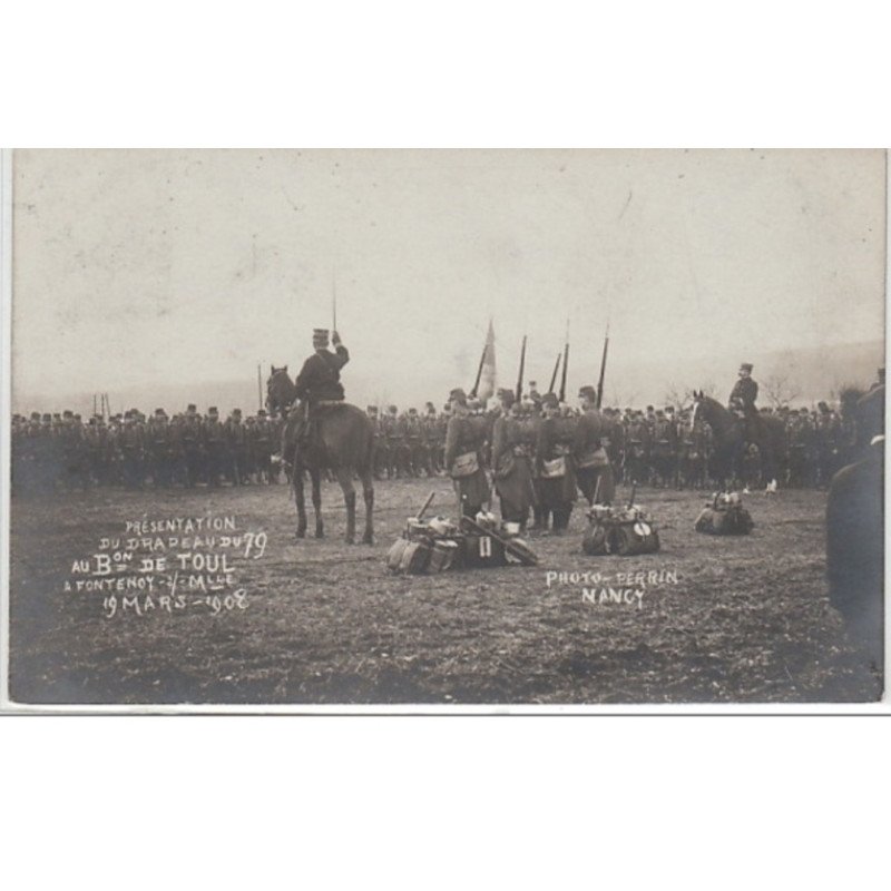 FONTENOY SUR MOSELLE : carte photo de la présentation du drapeau du 79 ème - très bon état