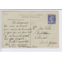VILLENEUVE-de-MEZIN: vue générale (coté nord) un laboureur, boeufs - très bon état