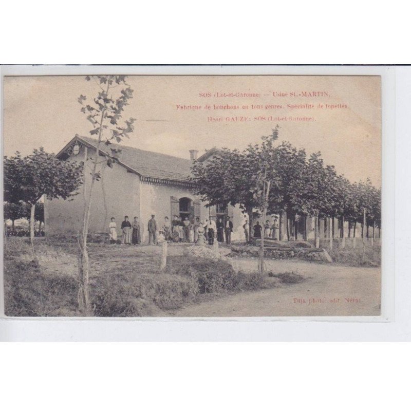 SOS: usine st-martin, fabrique de bouchons en tous genres, spécialité de topettes, henri gauze - très bon état