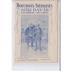 LAVARDAC: bouchons stérilisés andré david, catalogue - état