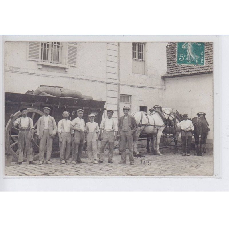 PONTARME: carte photo du moulin, personnages, attelage - très bon état