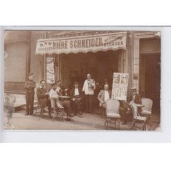 PYRENEES-ATLANTIQUES : carte photo du bar Georges, biere schneider, vélo, cyclisme - état
