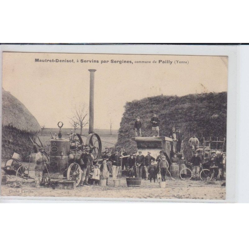 PAILLY: batteuse au travail - Mautret-Denisot à servins par sergines (agriculture) - état