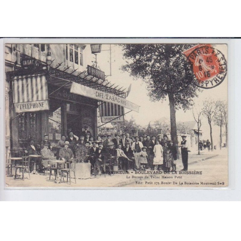 MONTREUIl: boulevard de la boissière, le bureau de tabac maison petit, E. Pasquet - très bon état MONTREUIl: boulevard de la boissière, le bureau de tabac maison petit, E. Pasquet - très bon état