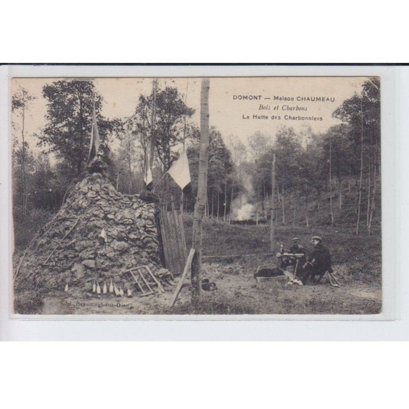 DOMONT: maison chaumeau bois et charbons la hutte des charbonniers - état